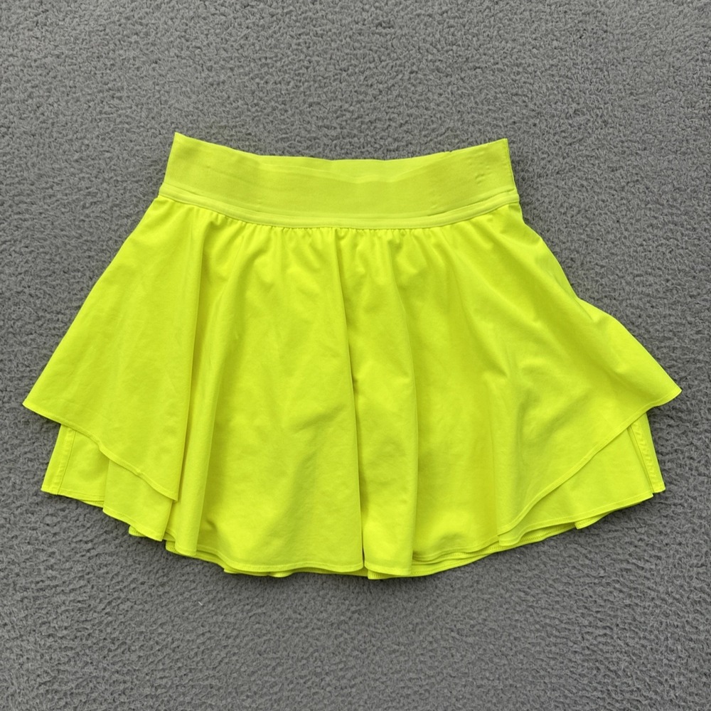 Lululemon Court Rival Skirt Skort High Rise Highlight Yellow Tennis Women 6 Tall